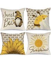 3 Pack 12pcs Fall Summer Bee Throw Pillow Covers Decoration 16x16 inch Set of 4