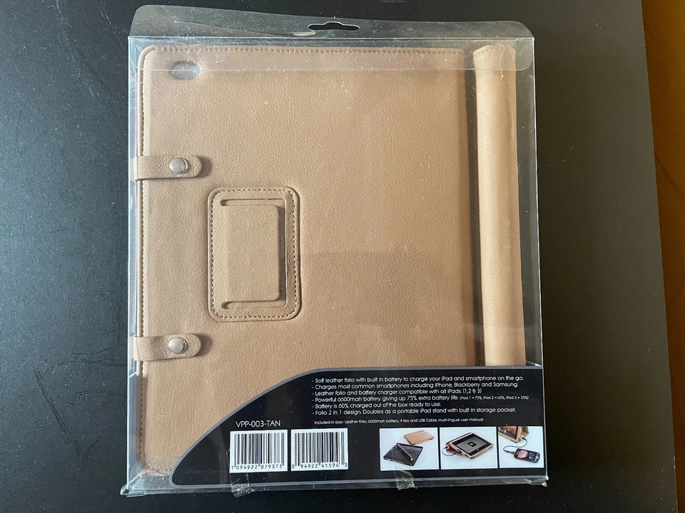 Funda Pebble Folio Alimentada por Veho para iPad y Smartphone Batería Recargable Bronceada Foto 2 de 2