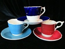 COALPORT ENGLAND BONE CHINA 3 FOOTED DEMITASSE CUPS  SAUCERS