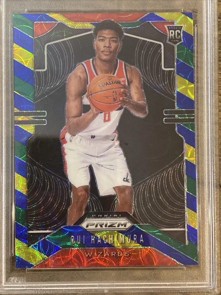 Rui Hachimura 2019 Prizm Choice Blue Yellow & Green #255 RC Rookie PSA 9 Mint - Image 2 of 4