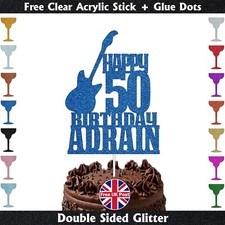 Personalised Guitar Cake Topper, Custom Name & Age, Birthday Party Decorations