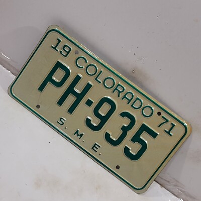 1971 Colorado SME License Plate PH-935 Man cave BAR