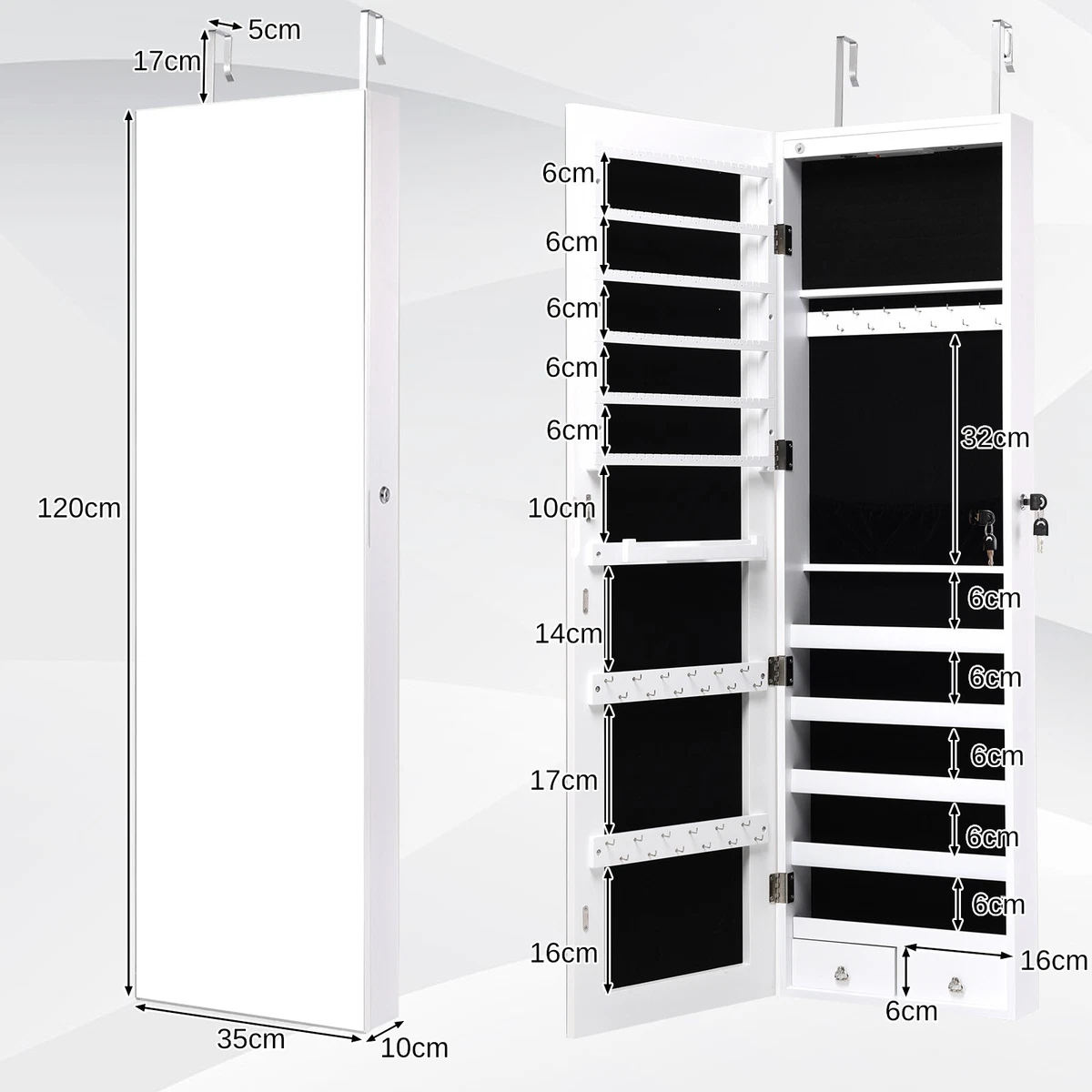 Gaphna wall mounted jewelry sale armoire with mirror