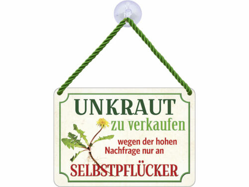 Kulthänger Blechschild Unkraut zu verkaufen - Selbstpflücker KH038 - Picture 1 of 3