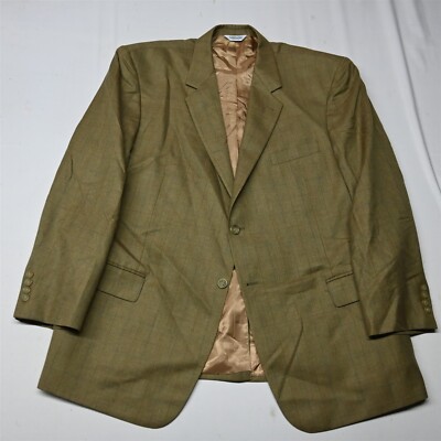 Joseph & Feiss 50R Brown Check Silk Wool Mens Blazer Suit Jacket Coat