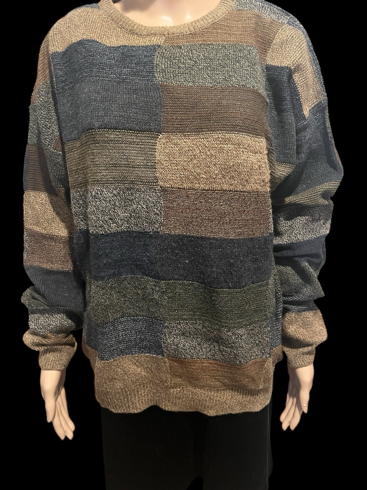 Brown Cabincore Grandpa core Patchwork Sweater Me… - image 1