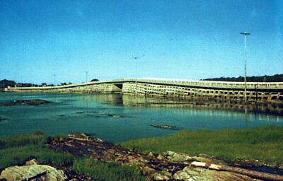 Bailey Island Bridge Maine Honeycomb Granite Block Postcard