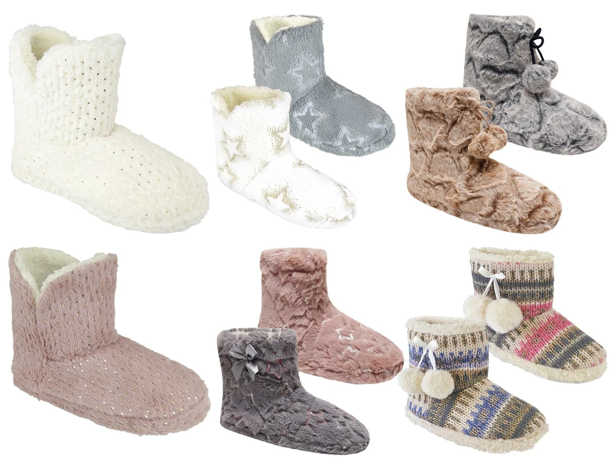 Bootie Slippers Soft Warm Comfy Fleece Lined Full Boot House