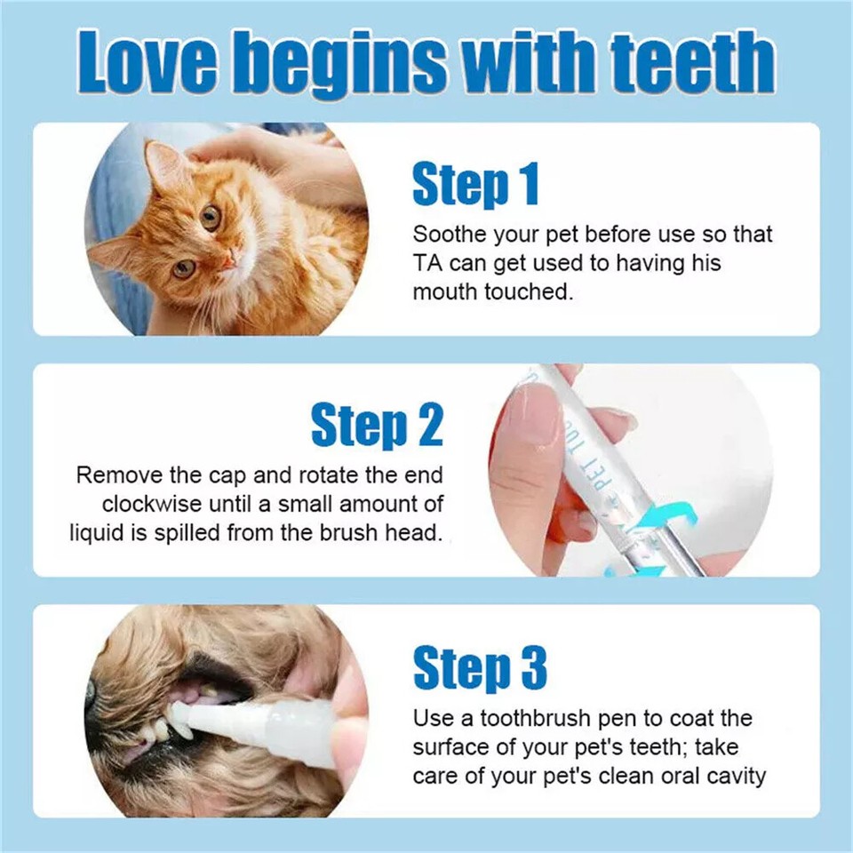 Pet Toothbrush Pen, Dog Teeth Cleaning Pen, Cat/Dog Tartar Remover for