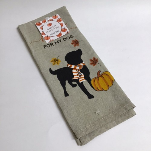 Fall Thankful For My Dog Kitchen Towel 100% Cotton Autumn Pumpkin Farmhouse NEW - Picture 4 of 8