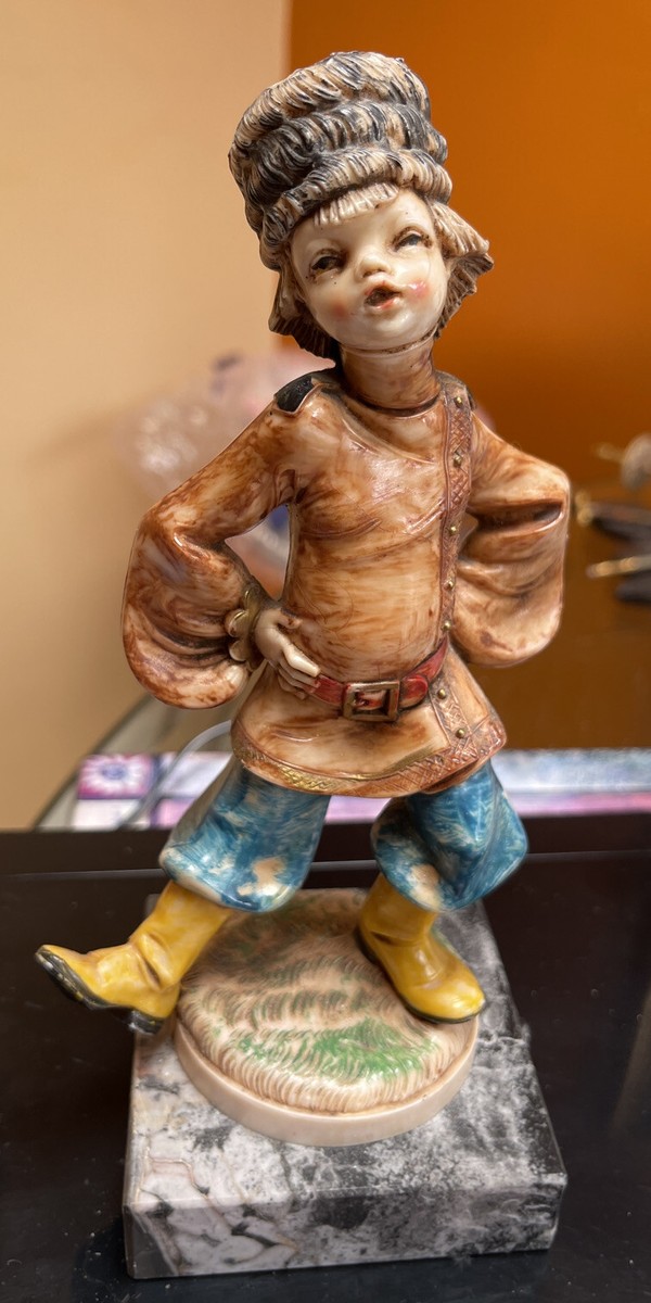 フォンタニーニ工芸品手彫『Depose Italy #606』踊る少年 フィギア Vintage Fontanini dancing boy Figurine Genuine Carrara Marble