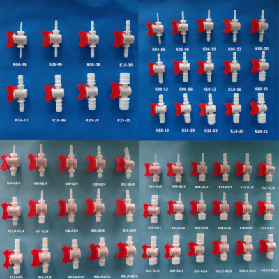 4mm - 25mm Barb End & Male Plastic Ball Valve Close Tap Handle Water Hose Valve
