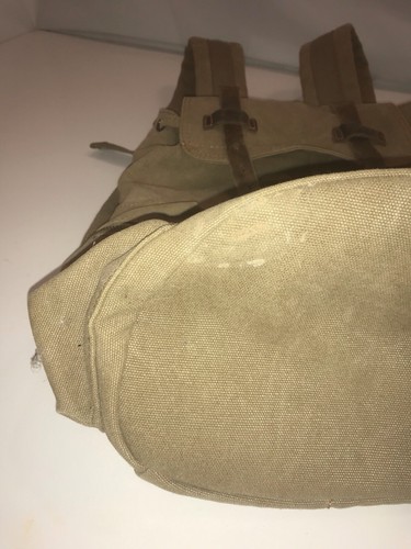 AUKMONT Canvas Lederbesatz Rucksack Khaki Baumwolle Rucksack Handgepäck - Bild 6 von 14