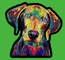Weimaraner Bright Neon Portrait Art Die Cut Glossy Vinyl Sticker
