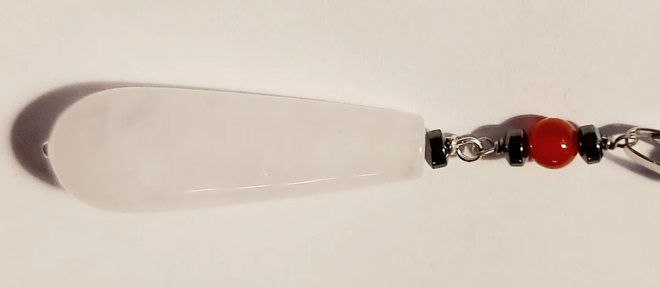 Ciondolo in argento 925 con pietre quarzo bianco a goccia, ematite e corniola - Immagine 4 di 4