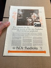 Página de publicidad vintage de revista RCA Radiola Radiotron Brambach Baby Grand