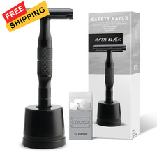 Matte Black Double Edge Safety Razor with Stand, Stand