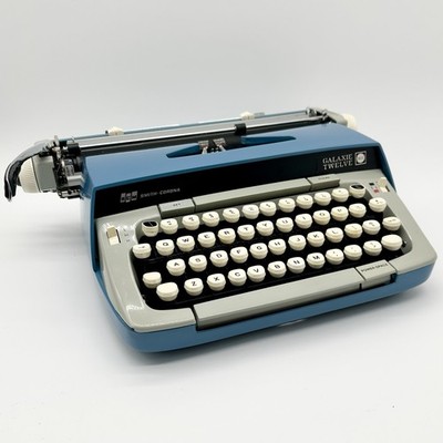 Vintage 1972 Smith Corona Galaxie Twelve Blue Typewriter Tested w/ Case USA
