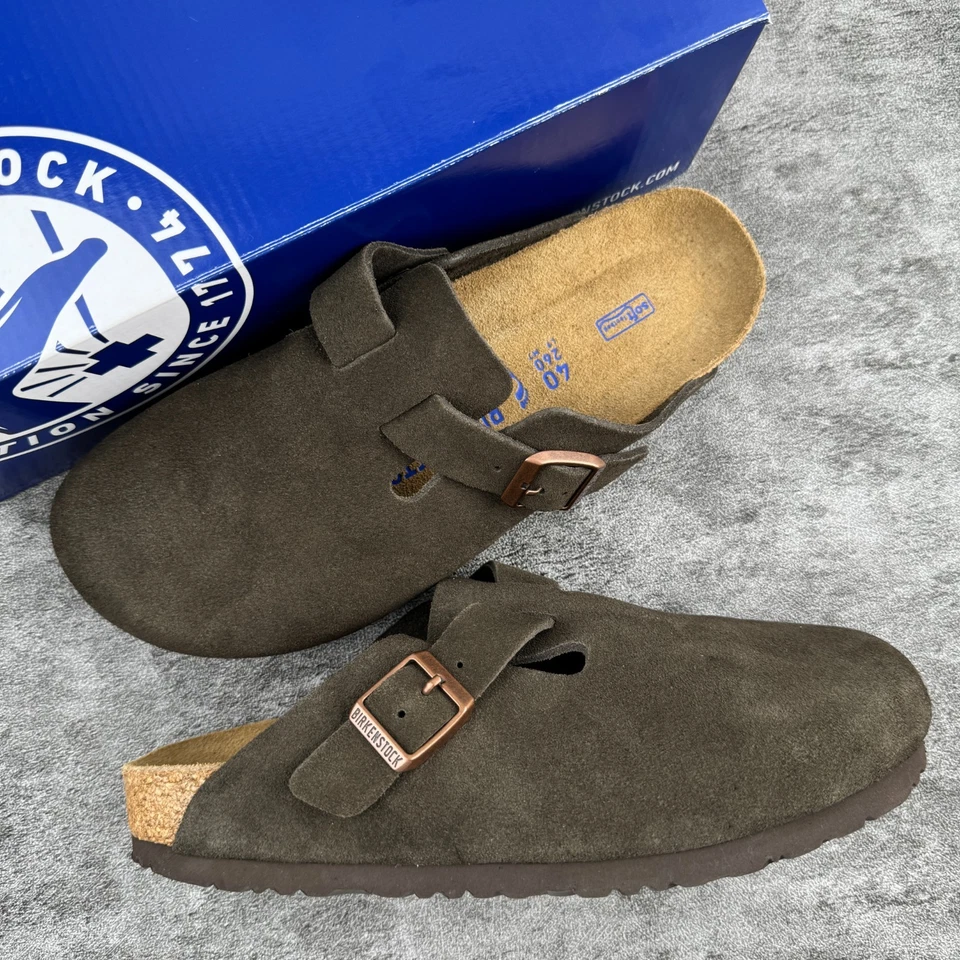 Birkenstock Boston Plantilla Suave Moca Gamuza Cuero Zapatillas Unisex/EU37-45 Foto 4 de 4
