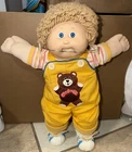 VTG Cabbage patch 1985 Loop Hair & Blue Eyes HM 5 OK Factory Yellow Bear Overall