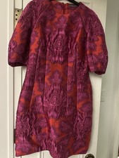 Alexander McQueen Floral Jacquard Puff-Sleeve Mini Dress