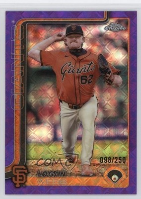 2025 Topps Chrome Logofractor Edition Purple Refractor /250 Logan Webb #296 06l3