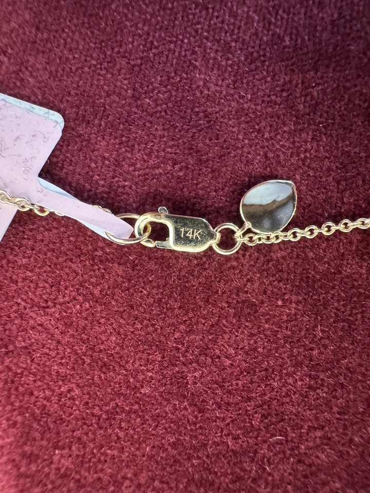 Collar Meira T Oro Amarillo 14k Corazón Lapislázuli y Diamante Dije Foto 4 de 4