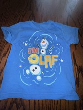 NWOT Boys XS 4 Disney Store Blue Frozen Olaf Short Sleeve Tee Shirt Tshirt 3