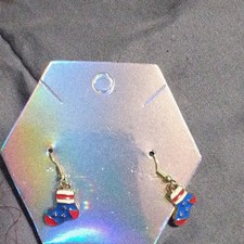 Multicolor Christmas Stocking Metal Dangle/Drop Hook Earrings, No Stone