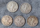 Lot of 5 circulated Walking Liberty Half Dollars-1940s, 1941d, 1942, 1942d(2)