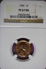 1955 NGC PF67 RD LINCOLN WHEAT CENT #B51631 — photo 1