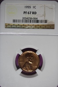 1955 NGC PF67 RD LINCOLN WHEAT CENT #B51631