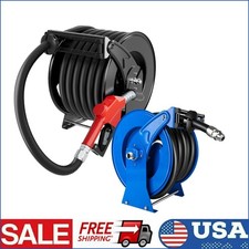 Fuel Hose Reel Retractable 1" x 50' Diesel Hose Reel with Auto Refueling Nozzle