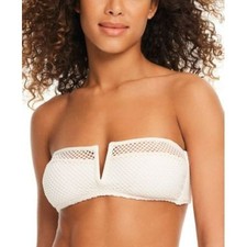 Sanctuary Bandeau Bikini Top Beige Mesh V-Wire, L
