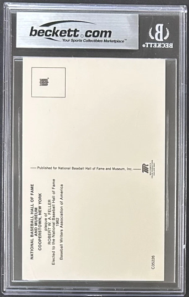 BOB FELLER AUTOGRAPHED HALL OF FAME PLAQUE POSTCARD BECKETT 16627842 - Image 2 of 2