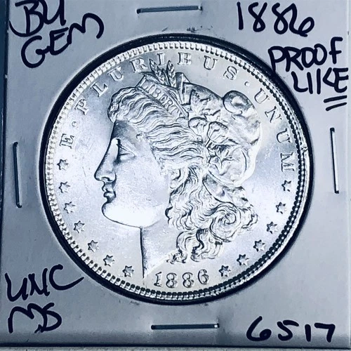 1886 BU GEM MORGAN SILVER DOLLAR UNC MS+++ U.S. MINT RARE COIN 6517