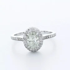 Engagement Ring Under Halo 14K White Gold 1.96 CT Oval Lab-Grown Diamond H VS1