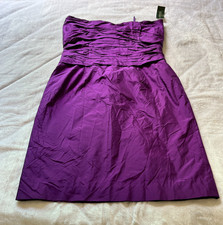 Lauren Ralph Lauren Womens 14 Purple Silk Strapless Evening Cocktail Dress New