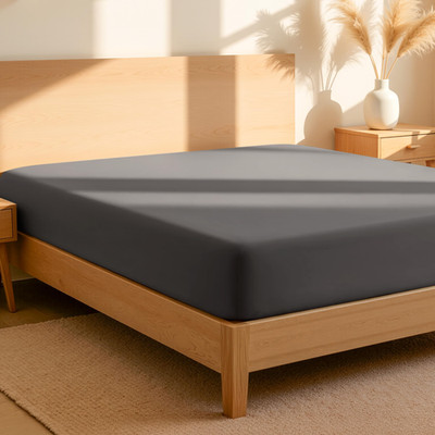 Bare Home 100 Organic Cotton Split Head Flex King Fitted Bottom Sheet - Crisp
