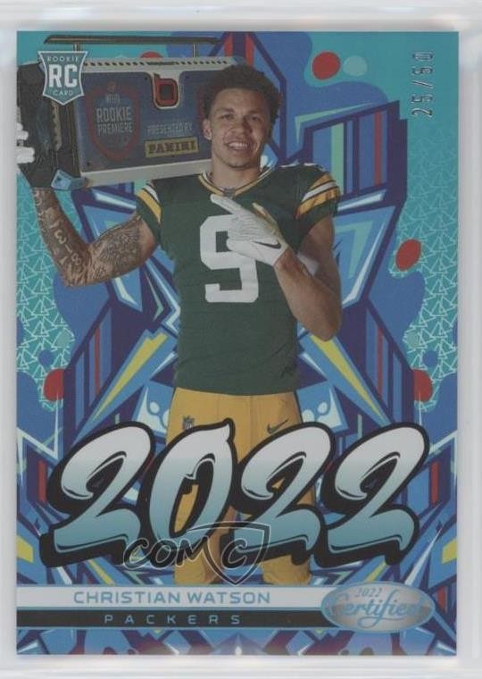 2022 Certified 2022 Mirror Teal 25/50 Christian Watson #2022-18 0o87