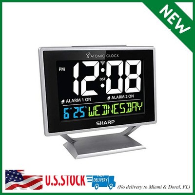 Sharp Desktop Dual Alarm Clock with Color Display - Atomic Accuracy - Calendar &