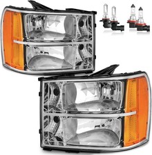 Headlights W/Bulbs for 2007-2013 GMC Sierra 1500/2007-2014 Sierra 2500 HD 3500