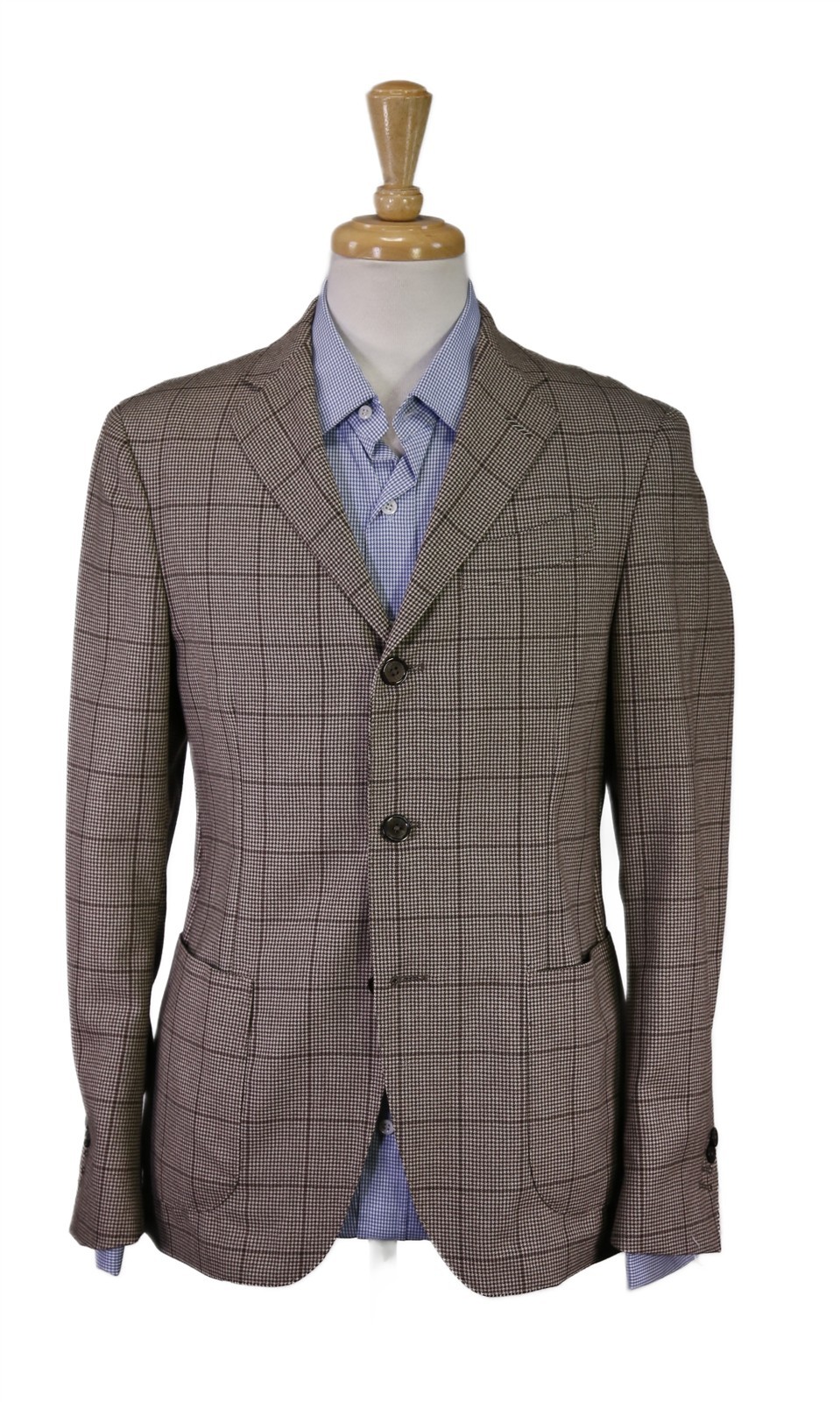 Massimo Dutti Brown Windowpane Unstructured Patch… - image 1