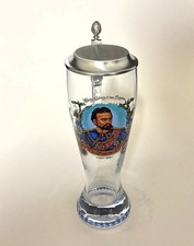 Wei&szlig;bierkrug aus Glas mit Zinndeckel, Motiv K&ouml;nig Ludwig II, Gr&ouml;&szlig;e 0,5 Liter