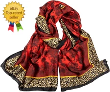 Silk Feeling Long Scarf Fashion Floral Large Scarf Satin Shawl Wraps for Women