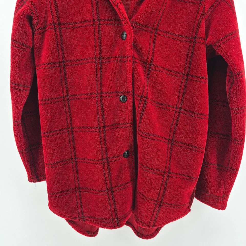 De Colección Coldwater Creek Camisa Roja a Cuadros Polar Chaqueta Botón Delantero Talla Pequeña Hecha en EE. UU. Foto 3 de 4
