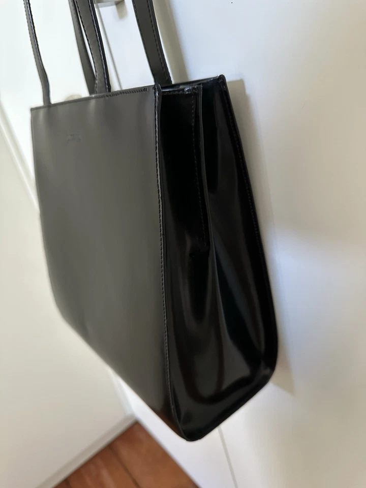 CLOSED Tasche Schultertasche Glanz Leder  Schwarz Bowling Bag Lackleder - Bild 3 von 4