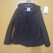 VTG 90s Esprit Black Quilted Puffer Jacket w Hood 1X Winter Outdoor Cozy