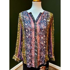 Nine West Jeans Multicolored Boho Blouse Women's Size M