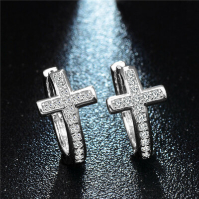 LeCalla Orecchini A Goccia A Forma Di Croce In Argento Sterling 925 - 38x18 Mm, Con Rivestimento Antiossidante - 4